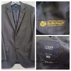 J Crew Ludlow Loro Piana Italian Wool Super 120s Blazer Charcoal Gray 38S Preppy